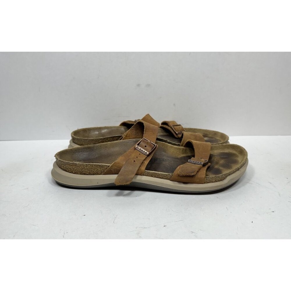 Birkenstock Brown Suede Two-Strap Slide Sandals